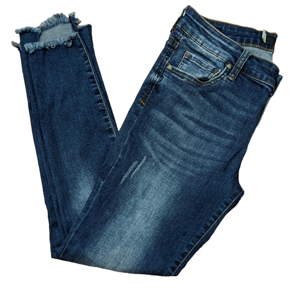 Kut from the Kloth Connie Ankle Skinny Raw Frayed High Low Hem Mid Rise Jeans - Picture 9 of 9